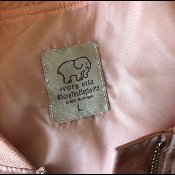 Ivory Ella Satin Pink Rose Bomber Jacket Large - Picture 6 of 6